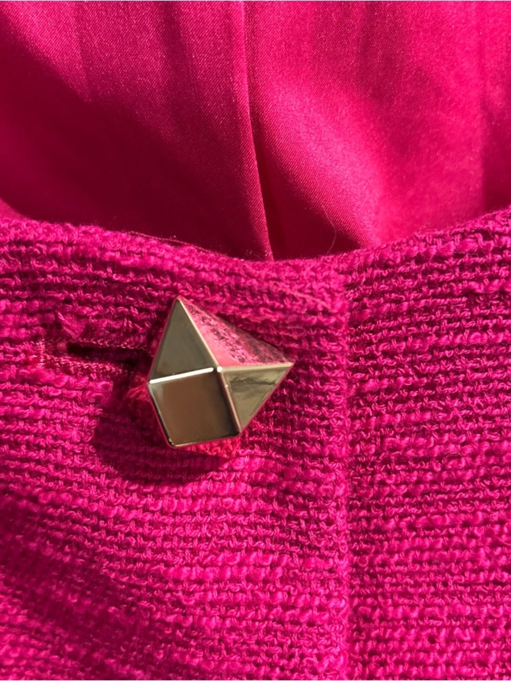 Express Pink Cropped Blazer Jacket Textured Gold Button XL - Picture 5 of 12